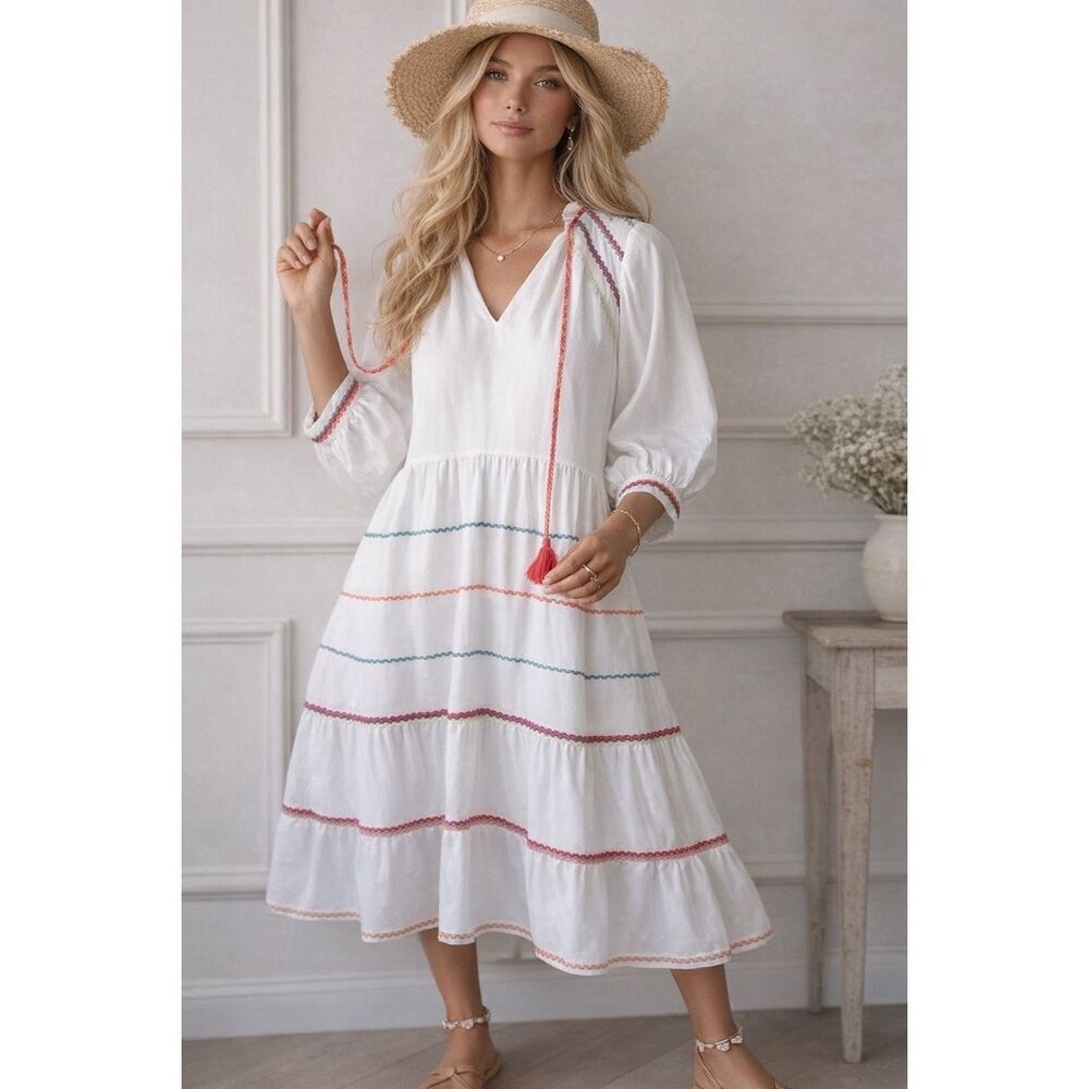 Nwot Crosby by Mollie Burch tallulah Ric rac midi dress, XS $298